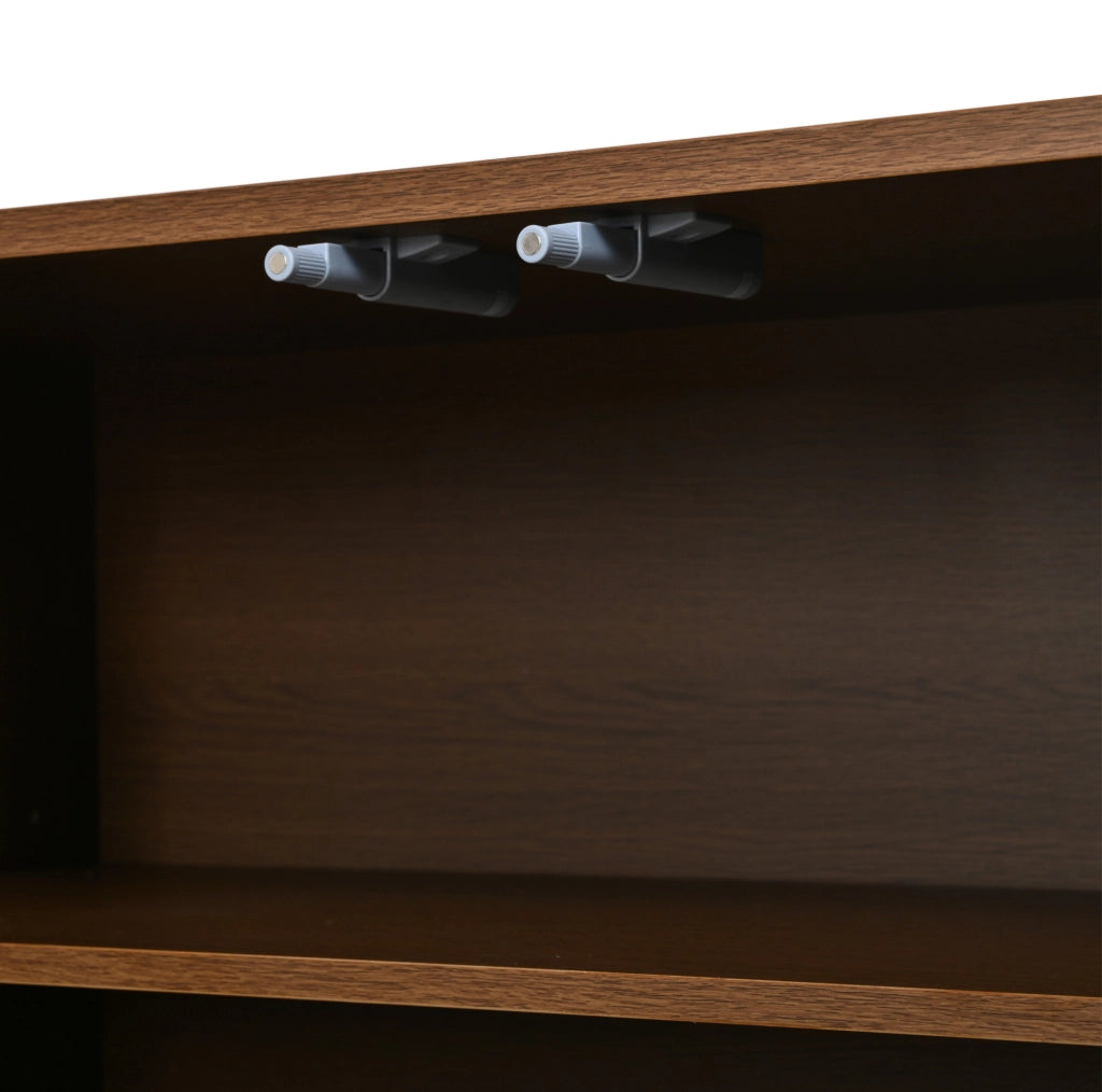 Buffet 160 × 35 × 80 cm in truciolare, noce e nero, con 4 ante e ripiani regolabili