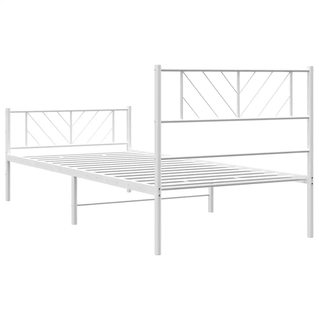 Giroletto con Testiera e Pediera Metallo Bianco 100x190 cm 372240