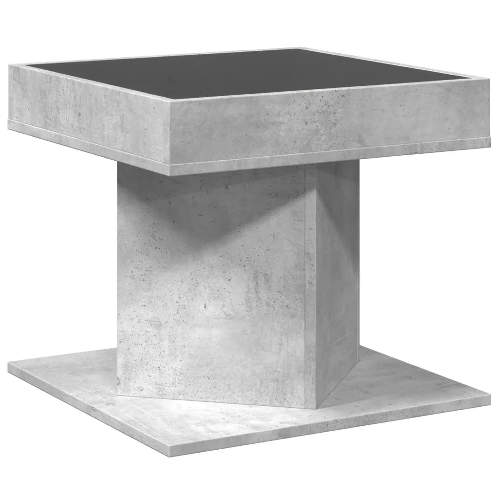 Tavolino salotto | Tavolino da caff¨¨ | Tavolino da Soggiorno con LED Grigio Cemento 50x50x45 cm Multistrato