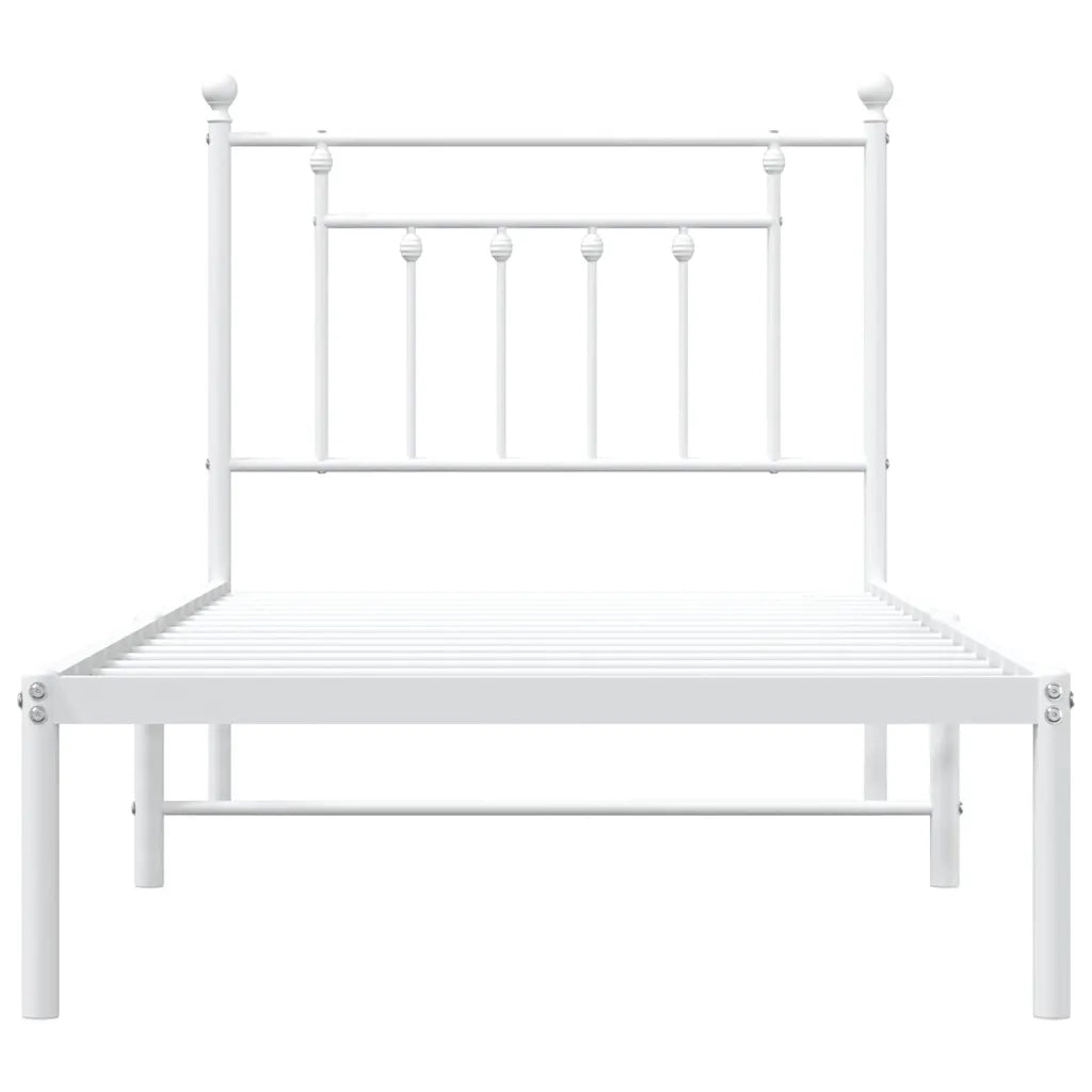 Giroletto con Testiera-Struttura Letto con testiera Metallo Bianco 90x190 cm 888866