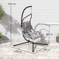 AMACA A DONDOLO IMBOTTITA CON CUSCINO, GANCIO E CATENA, IN ACCIAIO E POLIESTERE, 118X98X192 CM, GRIGIO E NERO