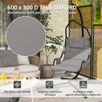 AMACA A DONDOLO IMBOTTITA CON CUSCINO, GANCIO E CATENA, IN ACCIAIO E POLIESTERE, 118X98X192 CM, GRIGIO E NERO