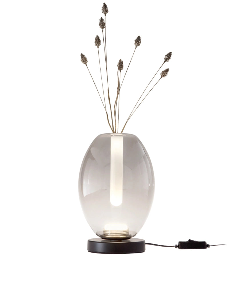 Lampada da Tavolo Tully LED 7W con Struttura in Metallo e Vetro Borosilicato Grigio Chiaro, Regolazione Touch e CCT 2700K/3000K/4000K - Tully