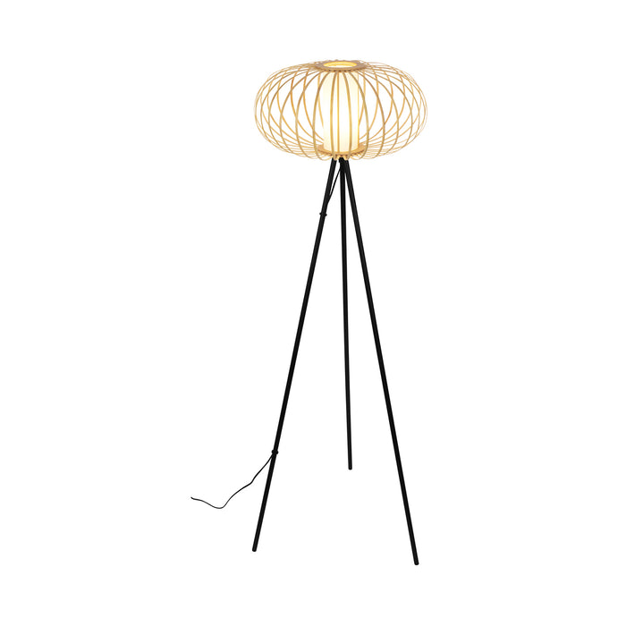 Piantana Nordico Bambo Metallo Nero 1 Luce E27