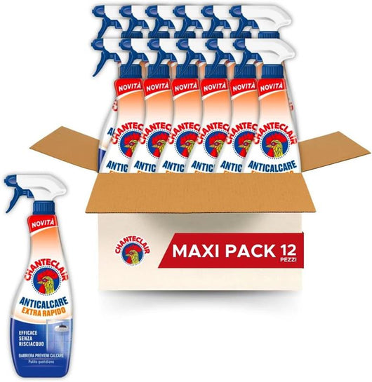CHANTECLAIR SET DA 12 PZ ANTICALCARE 625 ML - EXTRA RAPIDO - ACETO PREVIENI CALCARE - EFFICACE SENZA RISCIACQUO - NUOVA FORMUMLA