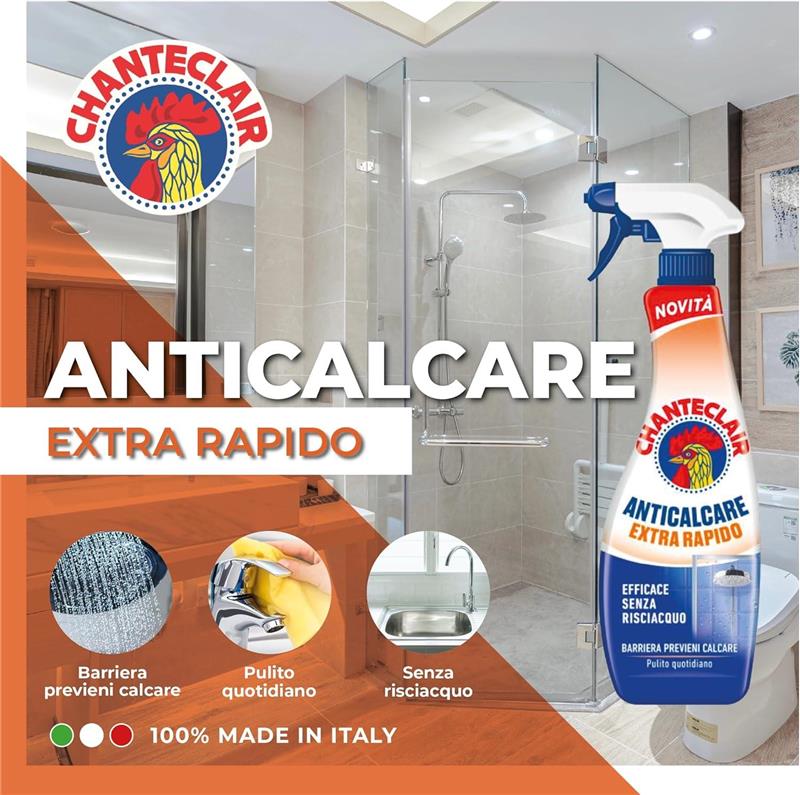 CHANTECLAIR SET DA 12 PZ ANTICALCARE 625 ML - EXTRA RAPIDO - ACETO PREVIENI CALCARE - EFFICACE SENZA RISCIACQUO - NUOVA FORMUMLA