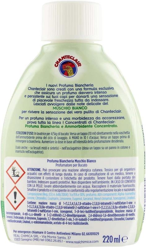 CHANTECLAIR CONCENTRATI PROFUMA BIANCHERIA FRAGRANZA MUSCHIO BIANCO INTENSO E PERSISTENTE 220 ML