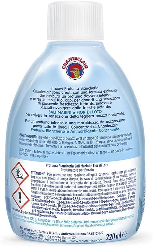 CHANTECLAIR I CONCENTRATI PROFUMA BIANCHERIA FRAGRANZA SALI MARINI E FIOR DI LOTO INTENSO E PERSISTENTE 220 ML