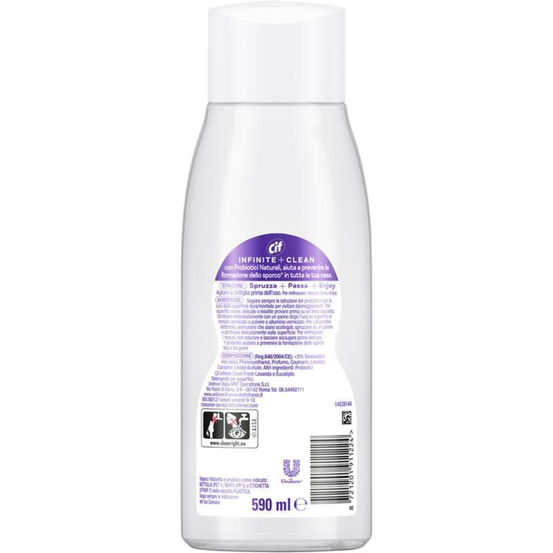 CIF INFINITE CLEAN LAVANDA E EUCALIPTO FRESH PROBIOTICI + NATURALI  RICARICA PER DETERGENTE SUPERFICI 590 ML