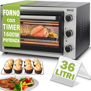 Forno Elettrico 36 Litri 1600W Fornetto con Timer e Spegnimento Automatico