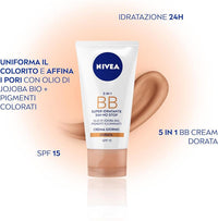 NIVEA 5 IN 1 BB SUPER IDRATANTE 24H NO STOP OLIO DI JOJOBA BIO PIGMENTI ILLUMINANTI CREMA GIORNO DORATA 50 ML