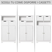 MOBILE BAGNO MULTIUSO CON ARMADIETTO 2 ANTE MENSOLA E 2 CASSETTI BIANCO