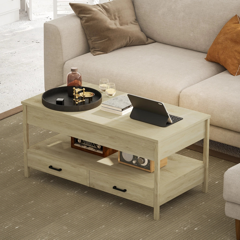 Tavolino da caff¨¨ con cassetti e vano nascosto ¨C Xylo ¨C legno rovere, design moderno per soggiorno