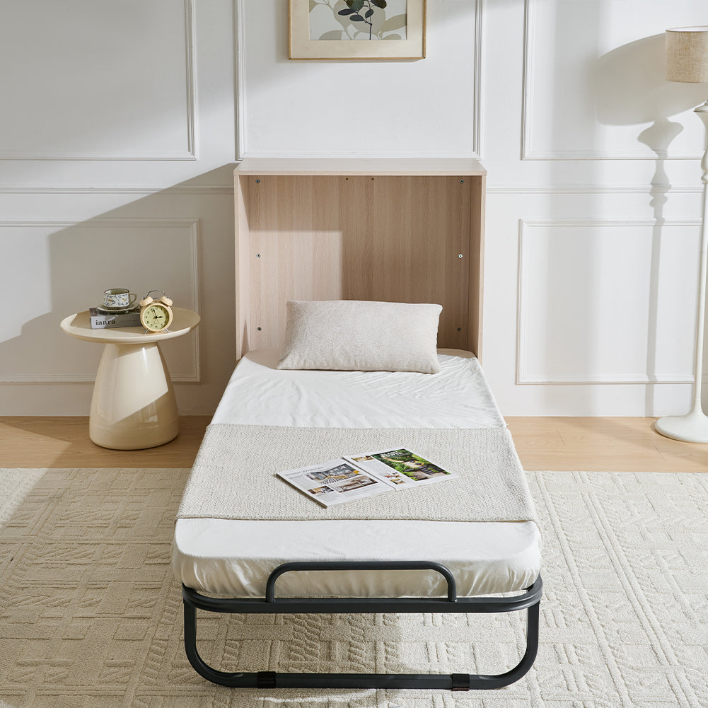 Mobile Letto a Scomparsa Singolo Salvaspazio Olmo con Materasso e Rete Incluso