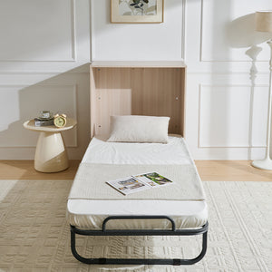 Mobile Letto a Scomparsa Singolo Salvaspazio Olmo con Materasso e Rete Incluso