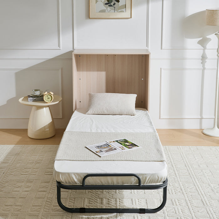 Mobile Letto a Scomparsa Singolo Salvaspazio Olmo con Materasso e Rete Incluso