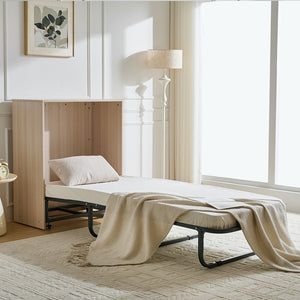 Mobile Letto a Scomparsa Singolo Salvaspazio Olmo con Materasso e Rete Incluso