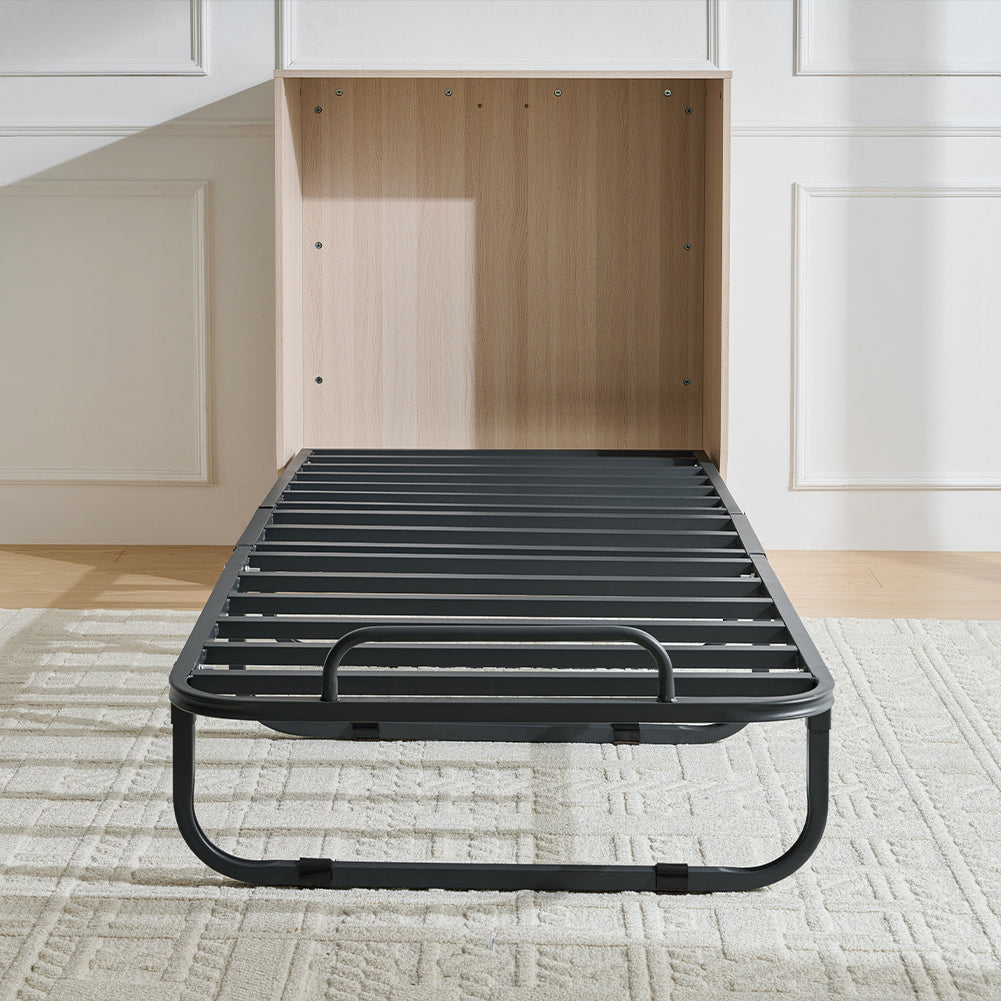 Mobile Letto a Scomparsa Singolo Salvaspazio Olmo con Materasso e Rete Incluso