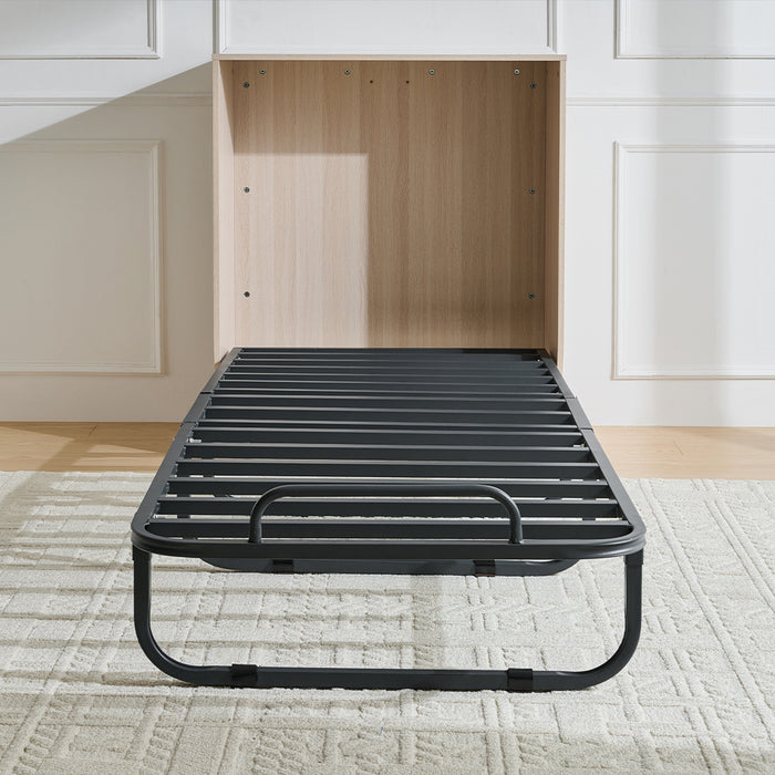 Mobile Letto a Scomparsa Singolo Salvaspazio Olmo con Materasso e Rete Incluso