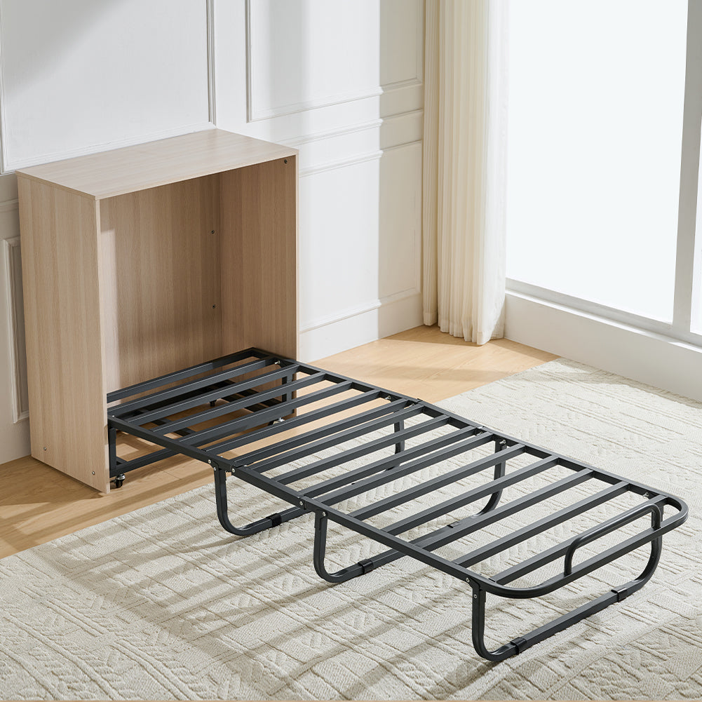 Mobile Letto a Scomparsa Singolo Salvaspazio Olmo con Materasso e Rete Incluso