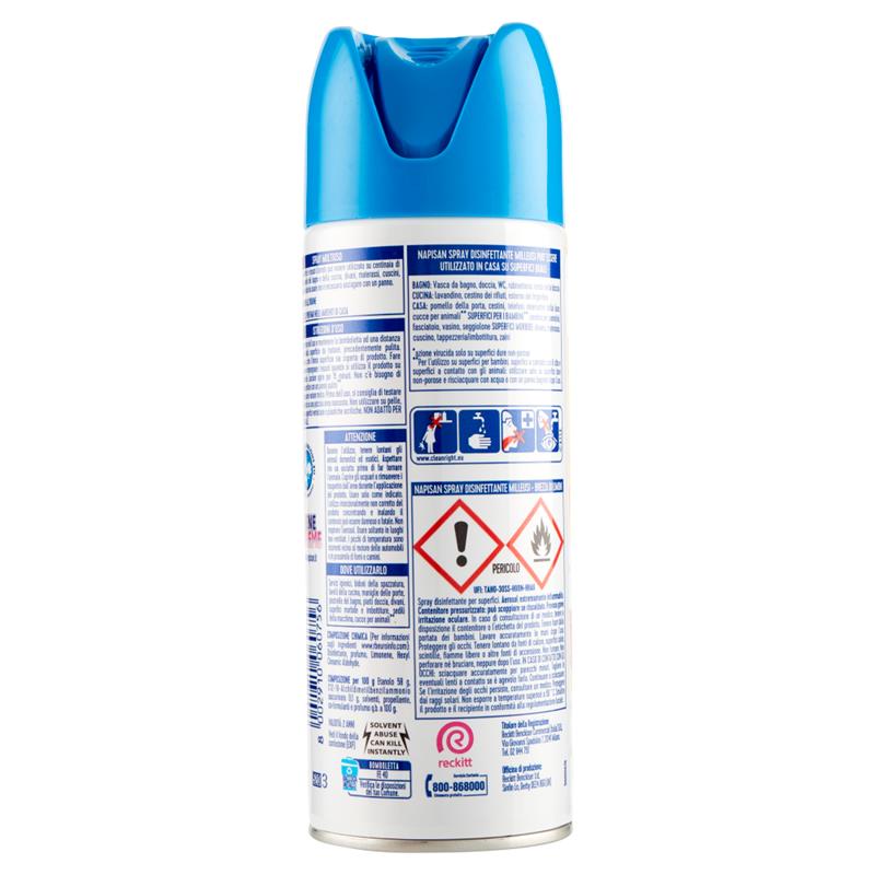 NAPISAN SPRAY DISINFETTANTE AL LIMONE ATTIVITÀ VIRUCIDA COMPLETA MILLEUSI BREZZA DI LIMONI 400 ML