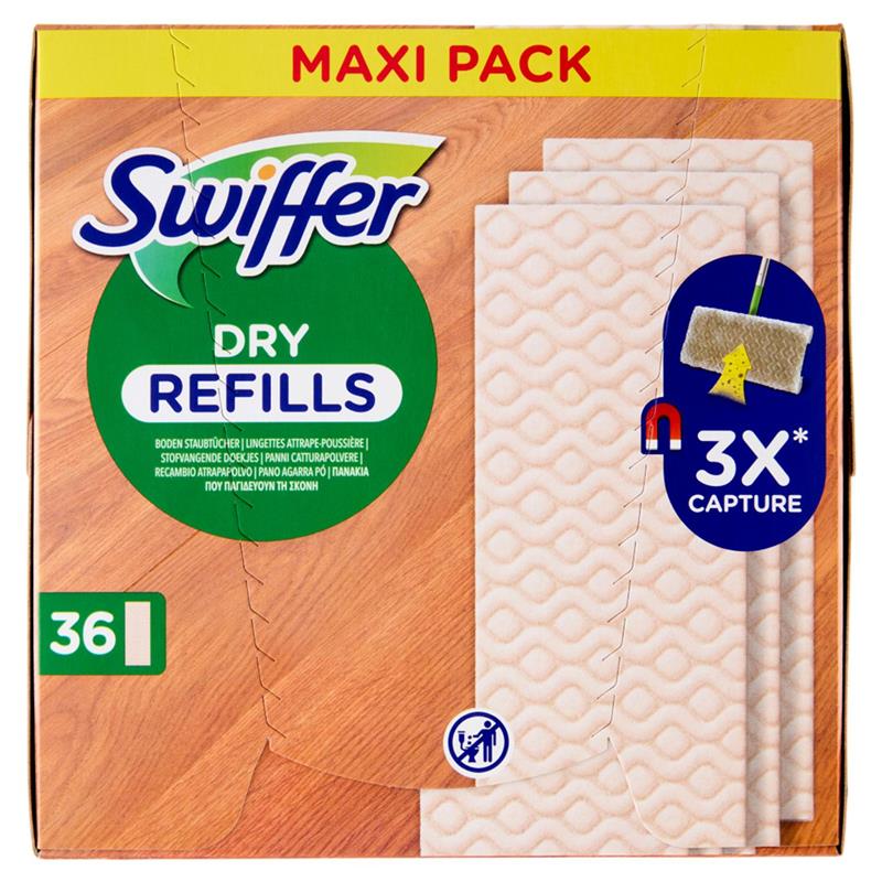SWIFFER PANNI CATTURAPOLVERE PER SCOPA SWIFFER LEGNO & PARQUET RICARICA 36 PANNI