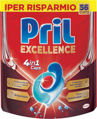 PRIL EXCELLENCE 4 IN 1 CAPS PULIZIA PROFONDA CONTRO LO SPORCO BRILLANTEZZA CURA LAVASTOVIGLIE 56 CAPS