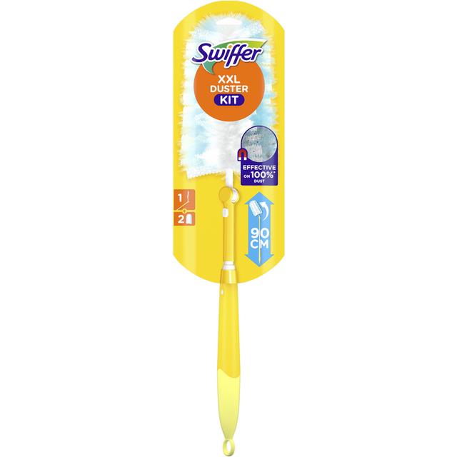 SWIFFER DUSTER XXL KIT RICARICA PIUMINI 2 PZ CON ASTA ALLUNGABILE 90 CM EFFICACE SUL 100% DELLA POLVERE