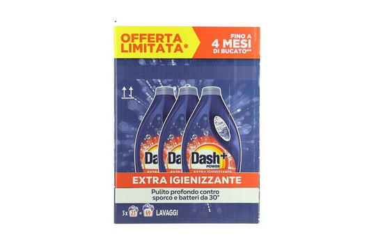 DASH LIQUIDO LAVATRICE TRIPACCO 23 LAVAGGI X3 EXTRA IGIENIZZANTE