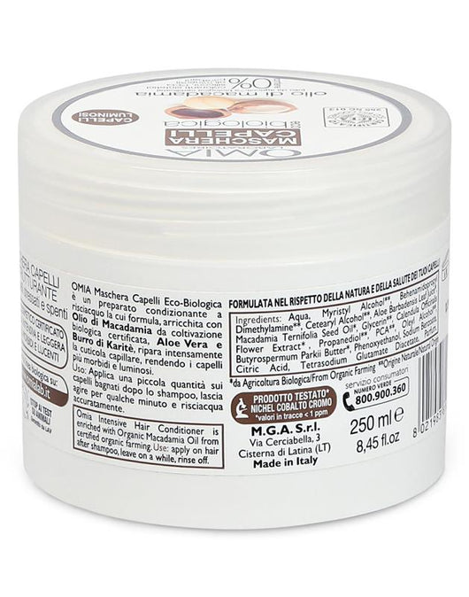 OMIA MASCHERA PER CAPELLI DANNEGGIATI RIPARATRICE ECOBIO 250ML OLIO DI MACADAMIA