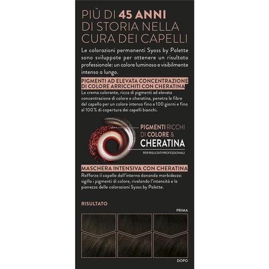 PALETTE SYOSS COLORAZIONE PERMANENTE 100% COPERTURA CAPELLI BIANCHI PER CAPELLI PIÙ FORTI 3.1 CASTANO SCURO