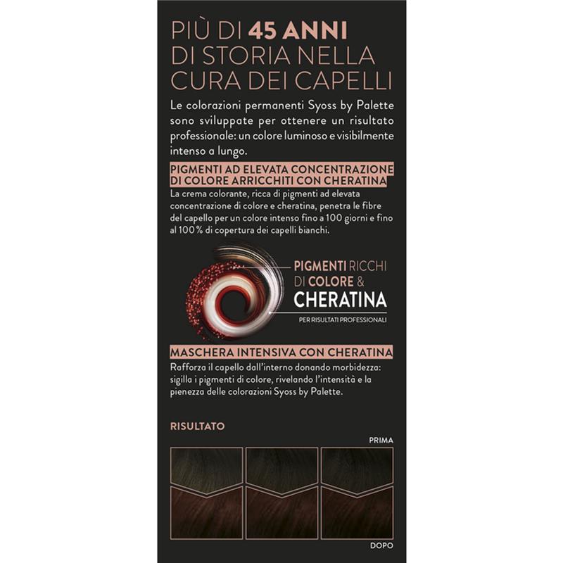 PALETTE SYOSS COLORAZIONE PERMANENTE 100% COPERTURA CAPELLI BIANCHI PER CAPELLI PIÙ FORTI 3.28 CASTANO SCURO CIOCCOLATO