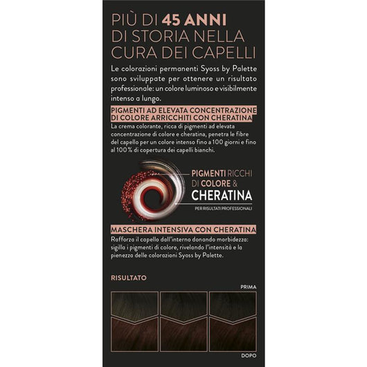 PALETTE SYOSS COLORAZIONE PERMANENTE 100% COPERTURA CAPELLI BIANCHI PER CAPELLI PIÙ FORTI 3.28 CASTANO SCURO CIOCCOLATO