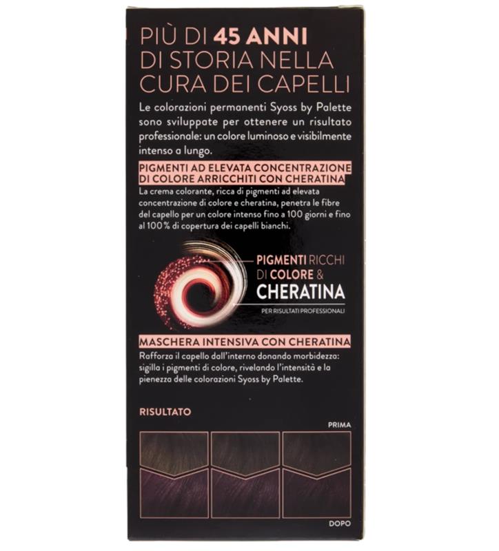 PALETTE SYOSS COLORAZIONE PERMANENTE 100% COPERTURA CAPELLI BIANCHI PER CAPELLI PIÙ FORTI 3.3 VIOLA PROFONDO