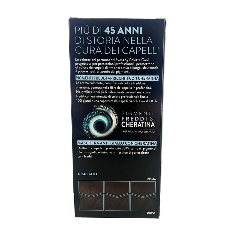 PALETTE SYOSS COLORAZIONE PERMANENTE 100% COPERTURA CAPELLI BIANCHI EFFETTO ANTI-GIALLO 3.59 CASTANO SCURO FREDDO