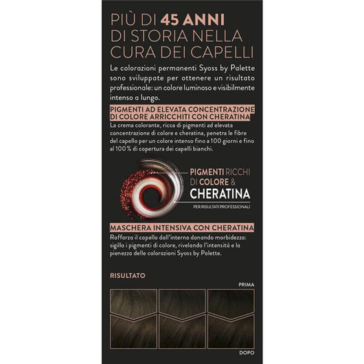 PALETTE SYOSS COLORAZIONE PERMANENTE 100% COPERTURA CAPELLI BIANCHI PER CAPELLI PIÙ FORTI 4.1 CASTANO