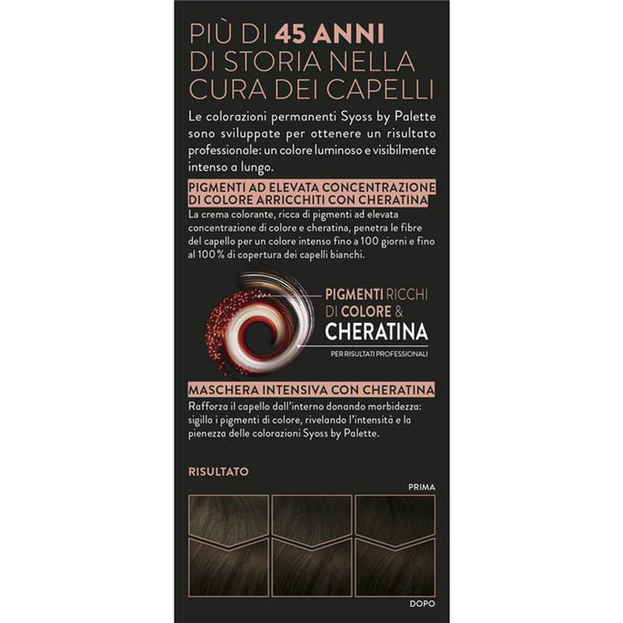 PALETTE SYOSS COLORAZIONE PERMANENTE 100% COPERTURA CAPELLI BIANCHI PER CAPELLI PIÙ FORTI 4.1 CASTANO
