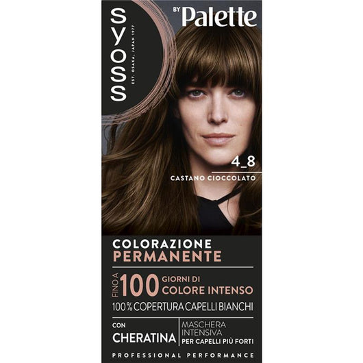 PALETTE SYOSS COLORAZIONE PERMANENTE 100% COPERTURA CAPELLI BIANCHI PER CAPELLI PIÙ FORTI 4.8 CASTANO CIOCCOLATO