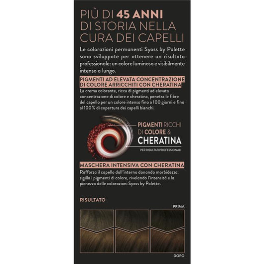 PALETTE SYOSS COLORAZIONE PERMANENTE 100% COPERTURA CAPELLI BIANCHI PER CAPELLI PIÙ FORTI 4.8 CASTANO CIOCCOLATO