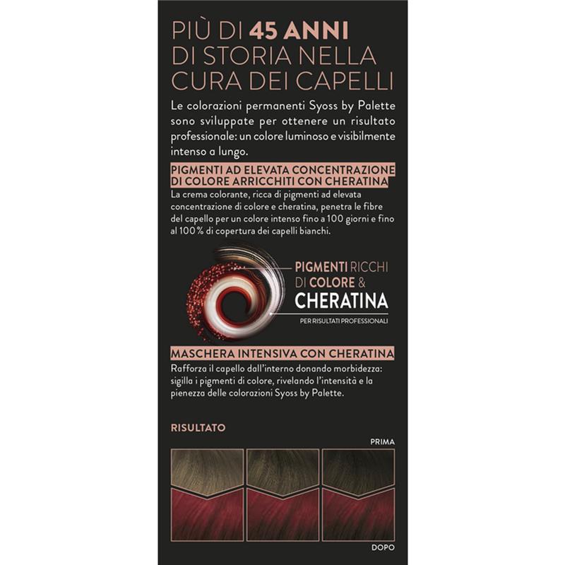 PALETTE SYOSS COLORAZIONE PERMANENTE 100% COPERTURA CAPELLI BIANCHI PER CAPELLI PIÙ FORTI 5.26 ROSSO INTENSO