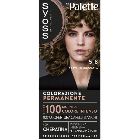 PALETTE SYOSS COLORAZIONE PERMANENTE 100% COPERTURA CAPELLI BIANCHI PER CAPELLI PIÙ FORTI 5.8 CASTANO NOCCIOLA