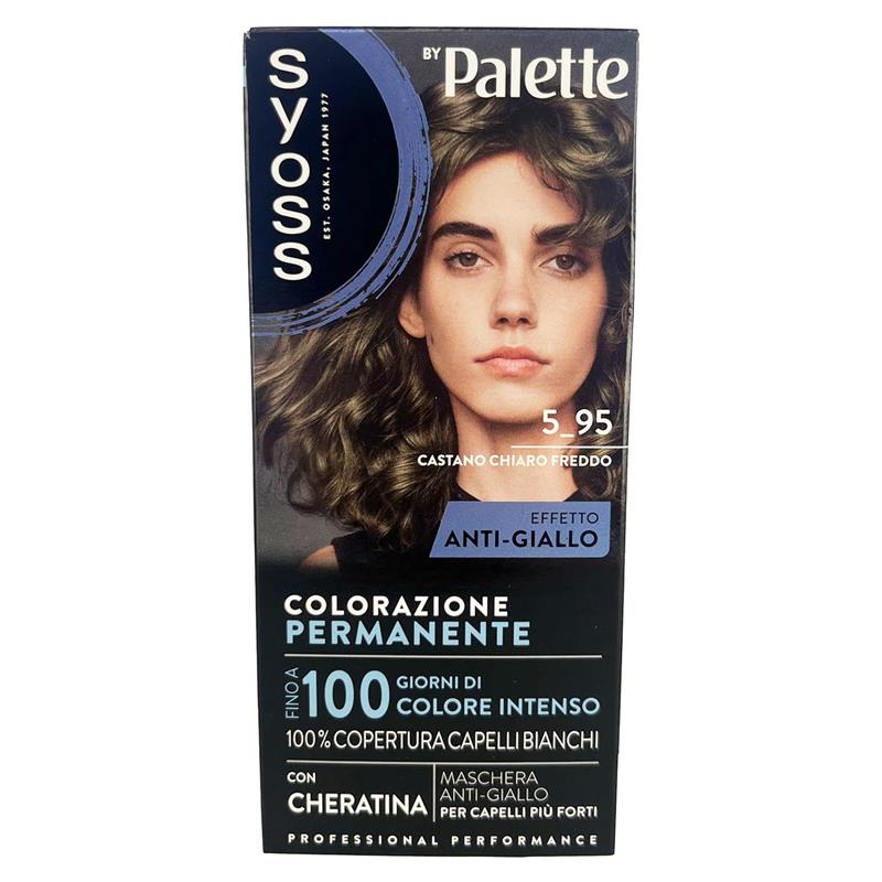 PALETTE SYOSS COLORAZIONE PERMANENTE 100% COPERTURA CAPELLI BIANCHI EFFETTO ANTI-GIALLO 5.95 CASTANO CHIARO FREDDO