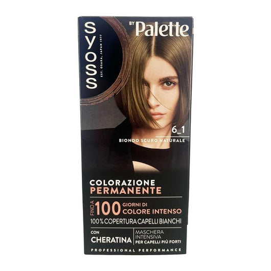 PALETTE SYOSS COLORAZIONE PERMANENTE 100% COPERTURA CAPELLI BIANCHI PER CAPELLI PIÙ FORTI 6.1 BIONDO SCURO NATURALE