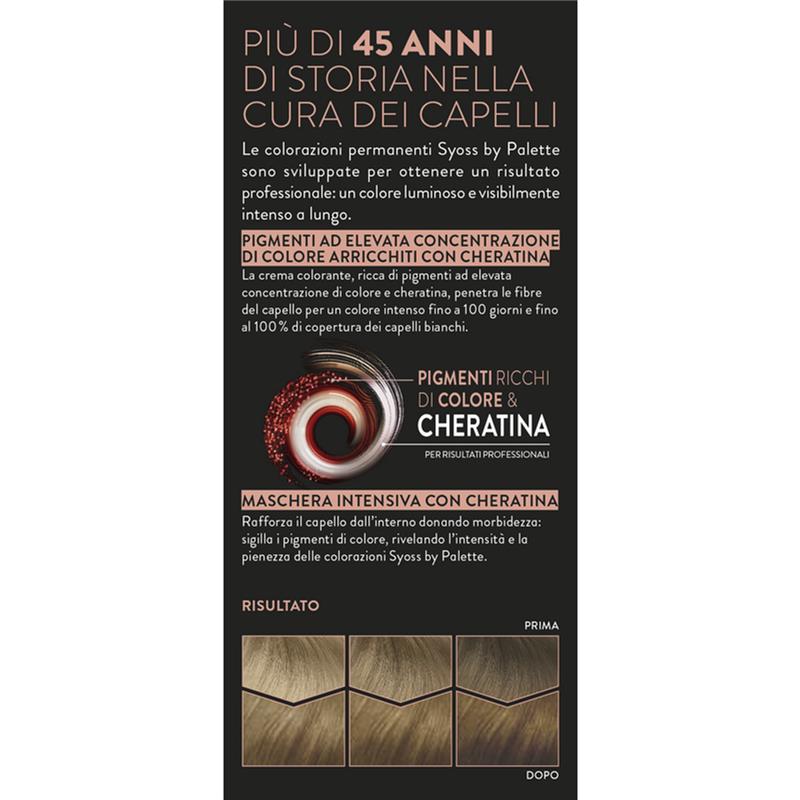 PALETTE SYOSS COLORAZIONE PERMANENTE 100% COPERTURA CAPELLI BIANCHI PER CAPELLI PIÙ FORTI 7.6 BIONDO BEIGE