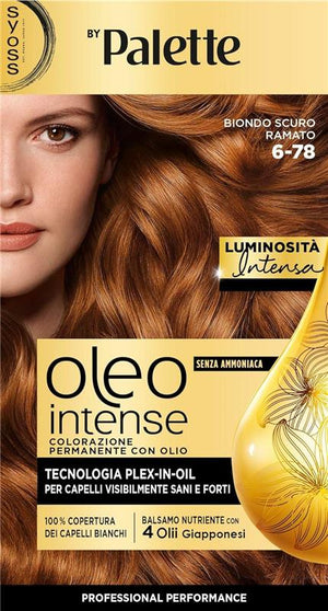 PALETTE SYOSS OLEO INTENSE COLORAZIONE PERMANENTE CON OLIO SENZA AMMONIACA CON 4 OLII GIAPPONESI 6.78 BIONDO SCURO