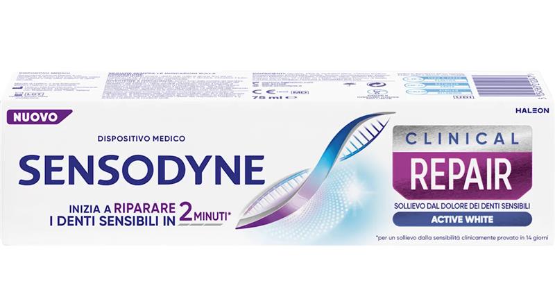 SENSODYNE DENTIFRICIO CLINICAL REPAIR SOLLIEVO DAL DOLORE DEI DENTI SENSIBILI ACTIVE WHITE 75 ML
