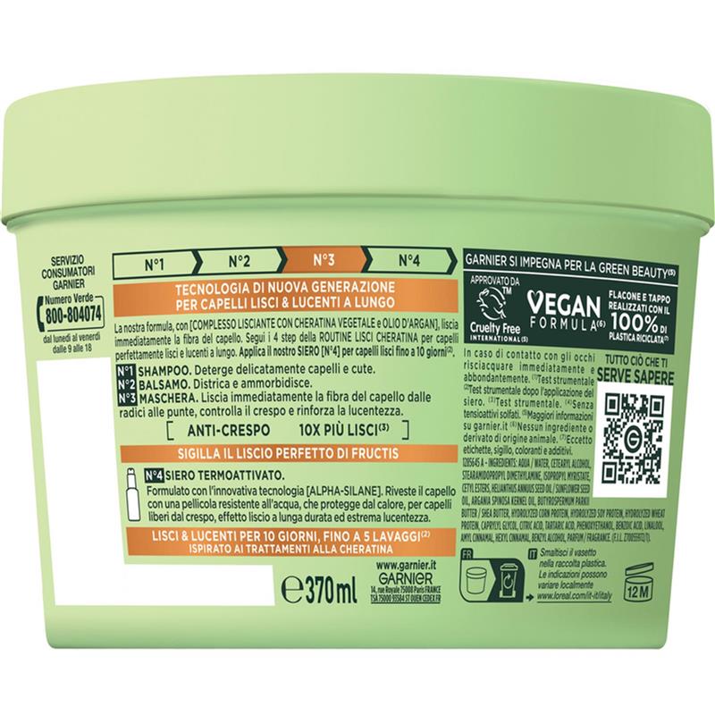GARNIER FRUCTIS MASCHERA CAPELLI LISCI CHERATINA N°3 CAPELLI CRESPI, SECCHI E SPENTI VASO 370 ML