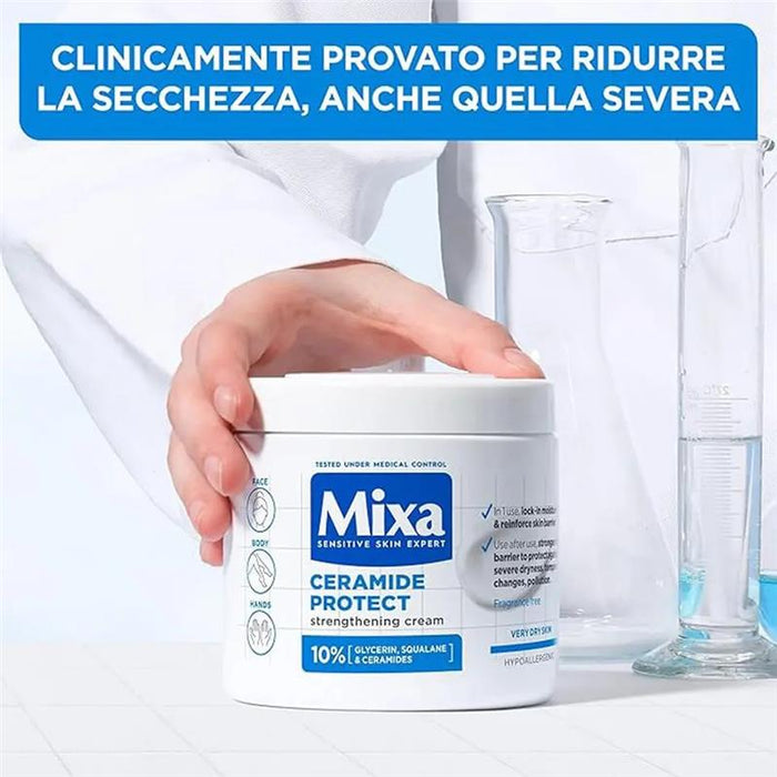 MIXA SENSITIVE SKIN EXPERT CREMA IDRATANTE E RINFORZZANTE PER PELLI SECCHE CERAMIDE PROTECT 400 ML VISO, CORPO E MANI