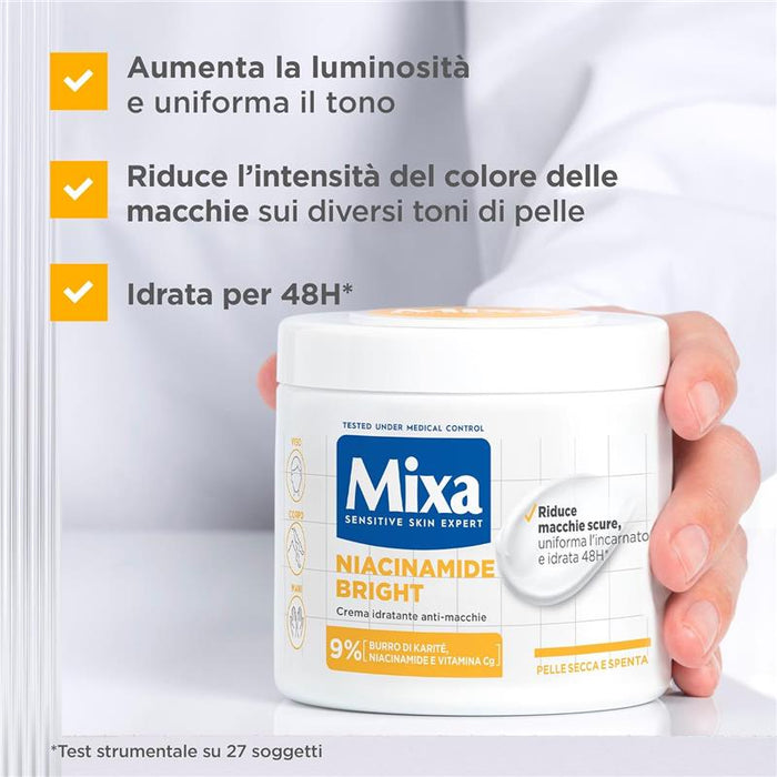 MIXA SENSITIVE SKIN EXPERT CREMA IDRATANTE ANTI-MACCHIE NIACINAMIDE BRIGHT 400 ML VISO,CORPO E MANI