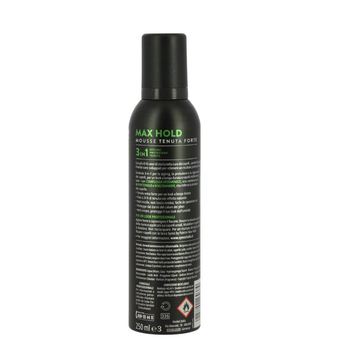 SYOSS BY PALETTE MOUSSE MAX HOLD TENUTA FORTE CON COMPLESSO VITAMINCO 3IN1 STYLING, PROTEZIONE, TENUTA 250 ML